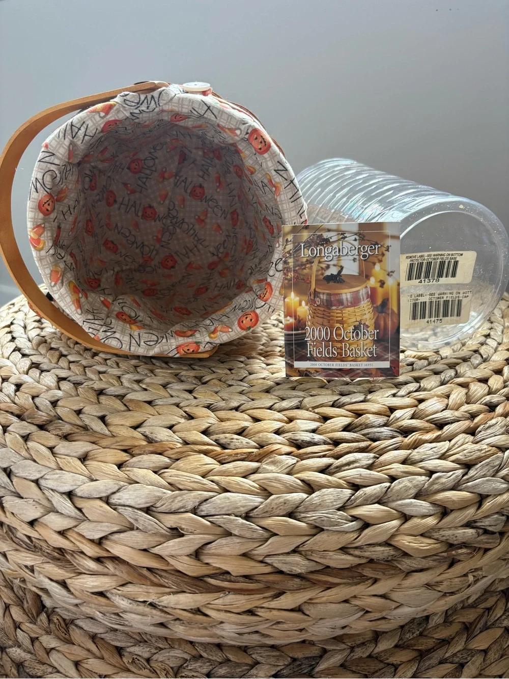 Vintage 2000 Longaberger October Fields Pumpkin Basket w/ Liner and Lid
